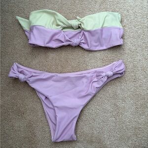 Chic Two-Tone Bikini Set with Knotted Accents